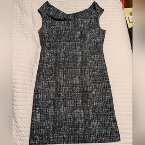 Ann Taylor Black and White Textured Midi Dress